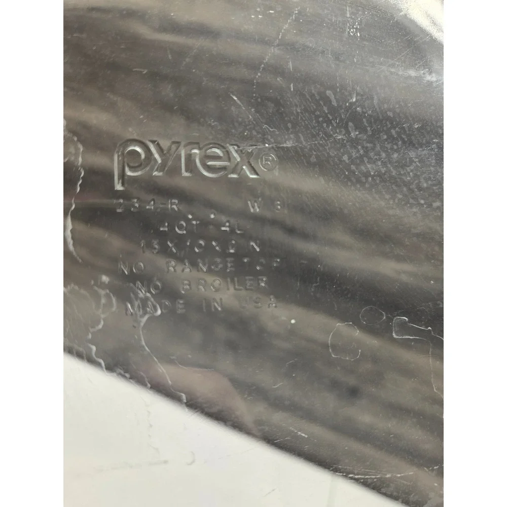 Pyrex 234-R Clear Glass Oblong Baking Dish 4 Quart 13x9x2 Made in USA‎